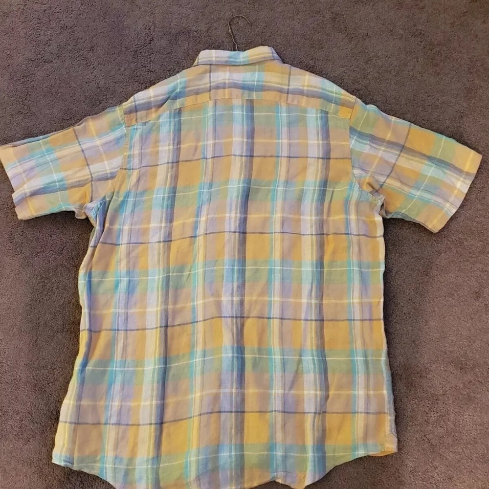 Lands’ End Plaid Linen Dress Shirt - Large Tall 16-16 1/2